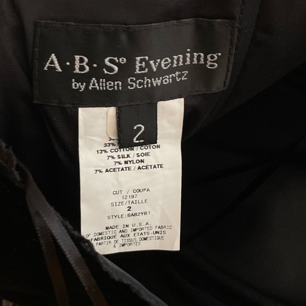 NWT A.B.S. Evening by Allen Schwartz strapless black lace velvet dress size 2 - Picture 9 of 9